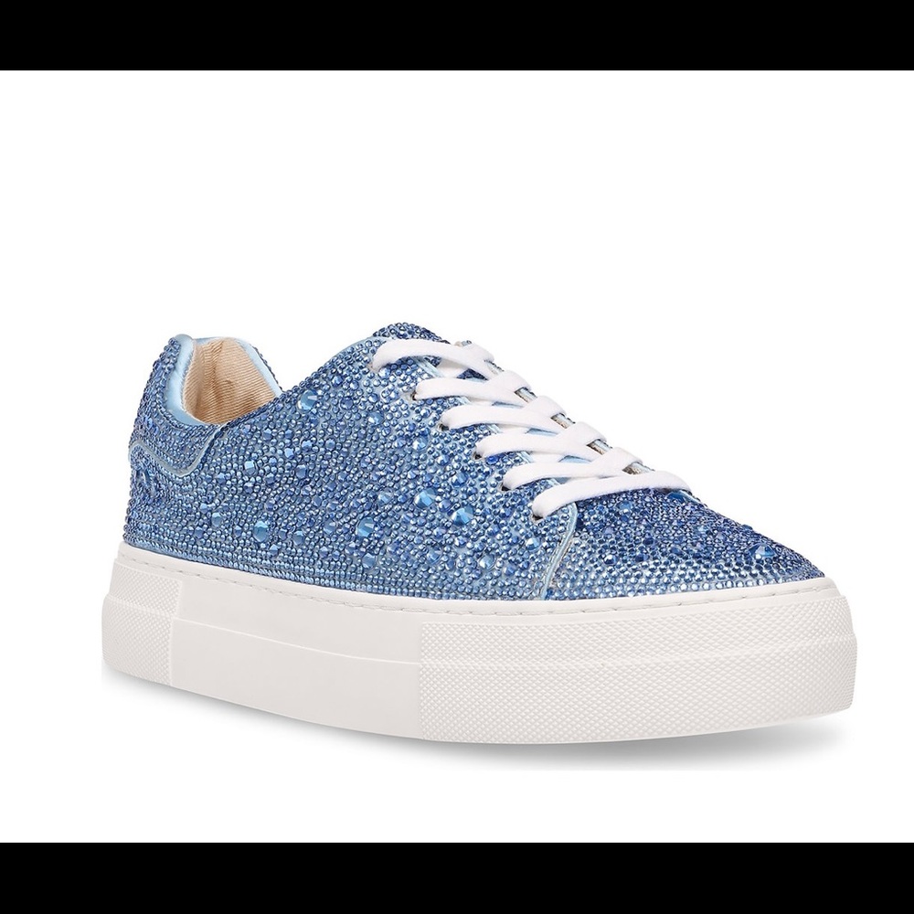 Betsy Johnson Sidny Light Blue Rhinestone Sneakers - Size 7. NEW